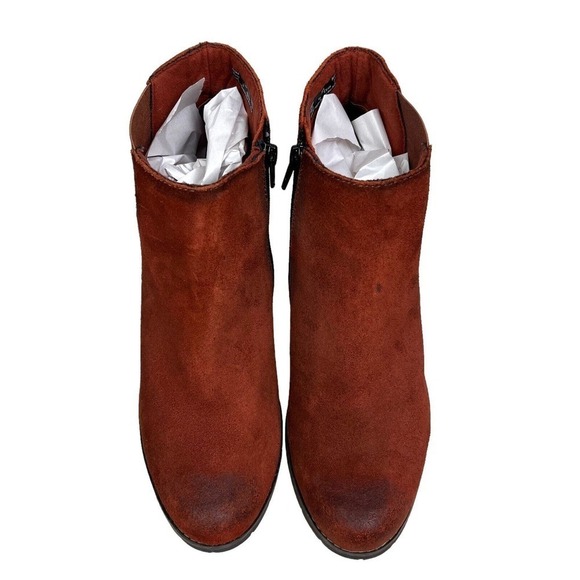 Clarks Camelia Chelsea Boots Suede‎ Block Heel Side Zip Rust Women Size 11M - Picture 5 of 10